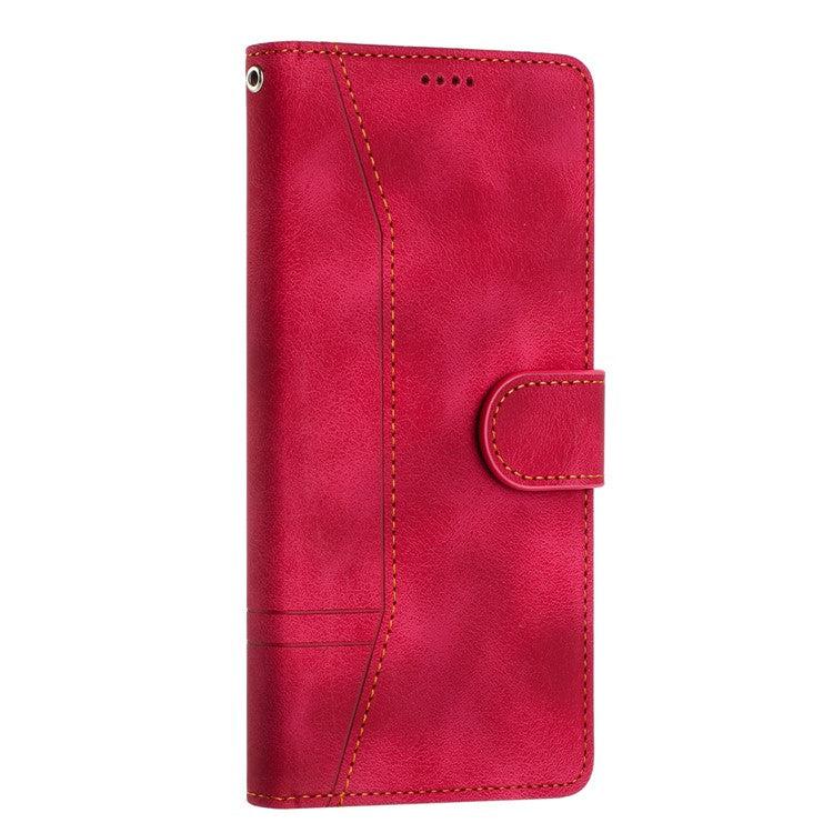L002 For Oppo A16 / A16s / A54s Full Protection Leather Phone Case Lines Imprint Wallet Stand Cover - Red