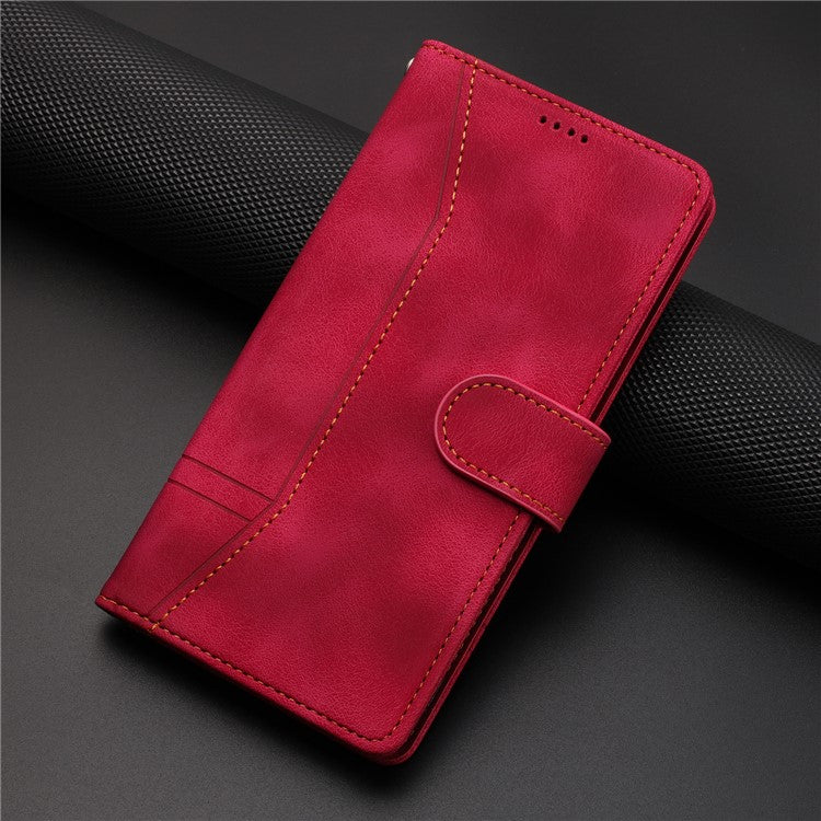 L002 For Oppo A16 / A16s / A54s Full Protection Leather Phone Case Lines Imprint Wallet Stand Cover - Red