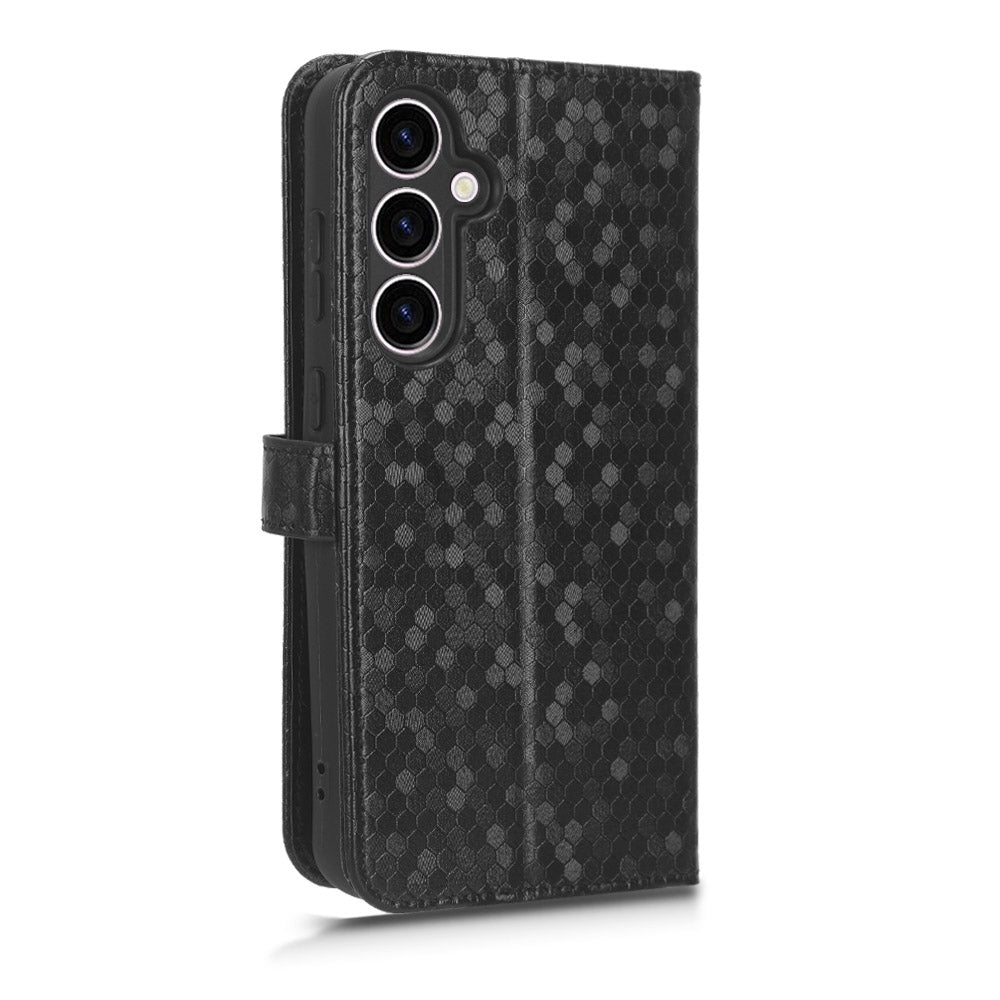 For Samsung Galaxy M34 5G / F34 5G PU Leather Stand Phone Case Dot Imprinted Wallet Cover - Black