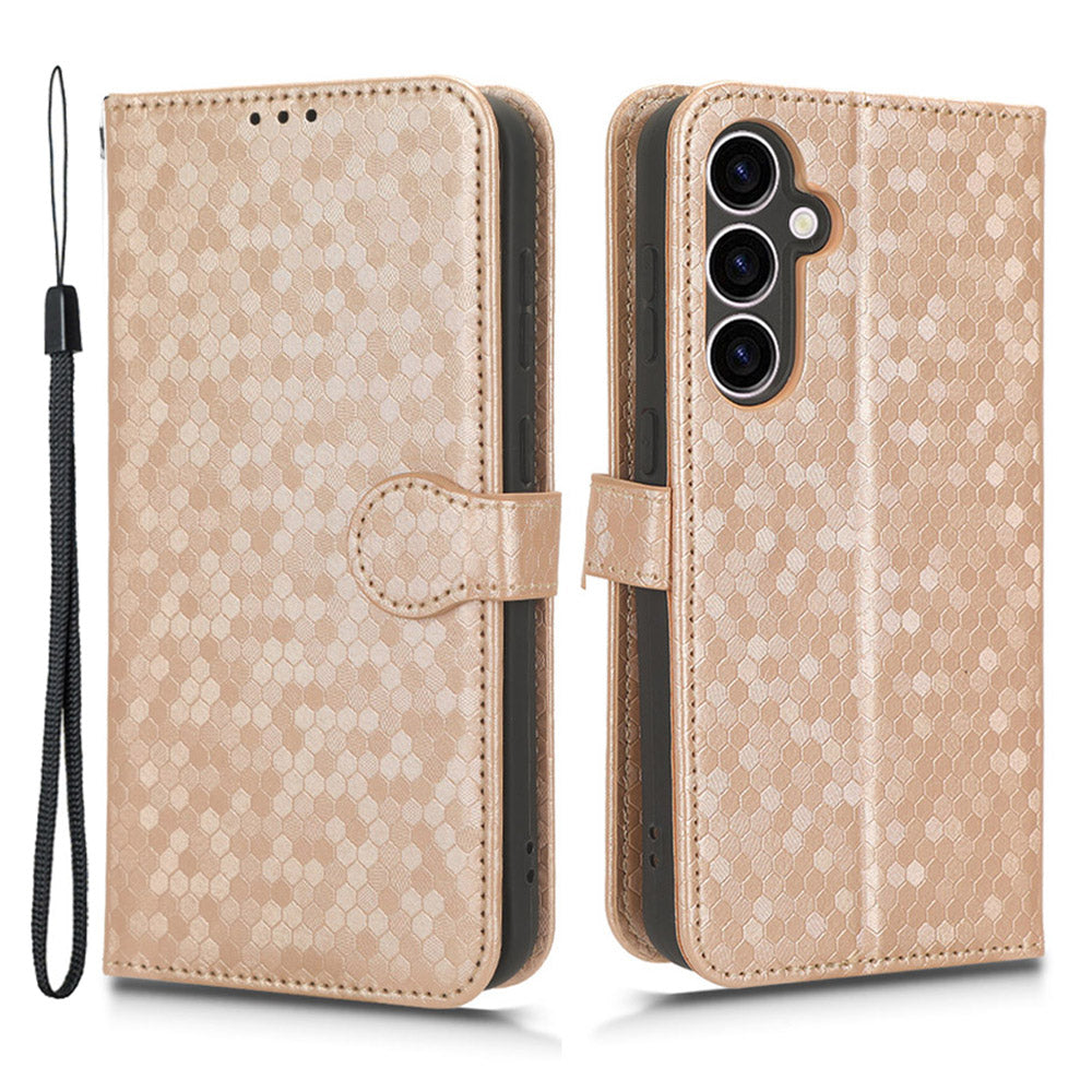 For Samsung Galaxy M34 5G / F34 5G PU Leather Stand Phone Case Dot Imprinted Wallet Cover - Rose Gold