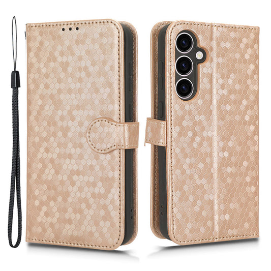 For Samsung Galaxy M34 5G / F34 5G PU Leather Stand Phone Case Dot Imprinted Wallet Cover - Rose Gold
