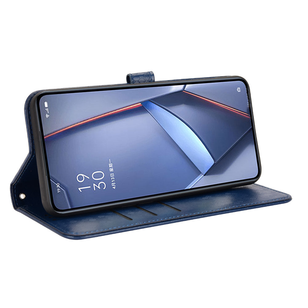For Samsung Galaxy M34 5G / F34 5G PU Leather Stand Phone Case Dot Imprinted Wallet Cover - Dark Blue