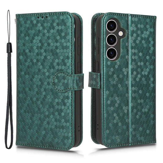 For Samsung Galaxy M34 5G / F34 5G PU Leather Stand Phone Case Dot Imprinted Wallet Cover - Green