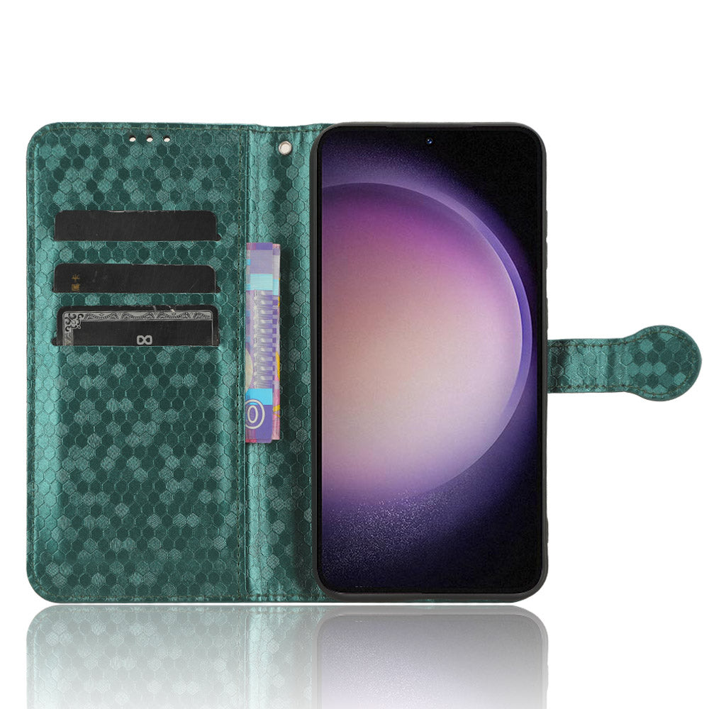 For Samsung Galaxy M34 5G / F34 5G PU Leather Stand Phone Case Dot Imprinted Wallet Cover - Green