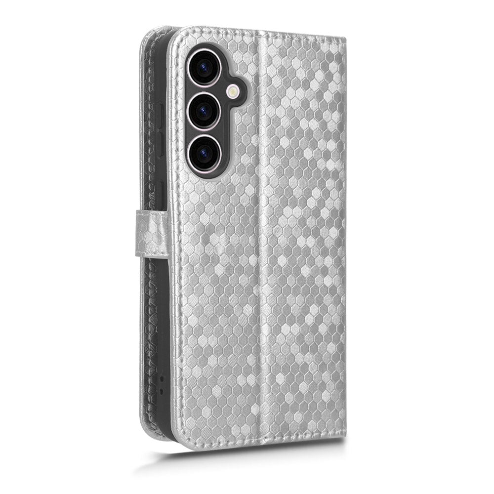 For Samsung Galaxy M34 5G / F34 5G PU Leather Stand Phone Case Dot Imprinted Wallet Cover - Silver