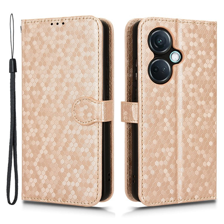 For OnePlus Nord CE3 5G / Oppo K11 5G Wallet Stand Phone Case Dot Imprinted PU Leather Cover - Rose Gold