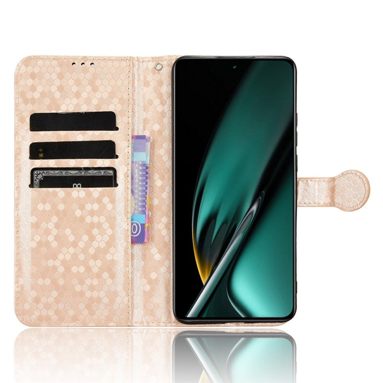 For OnePlus Nord CE3 5G / Oppo K11 5G Wallet Stand Phone Case Dot Imprinted PU Leather Cover - Rose Gold