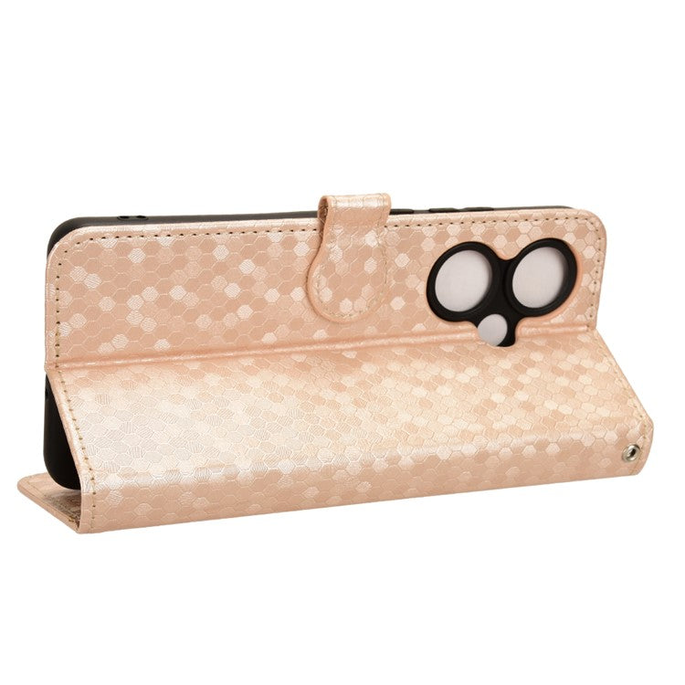 For OnePlus Nord CE3 5G / Oppo K11 5G Wallet Stand Phone Case Dot Imprinted PU Leather Cover - Rose Gold