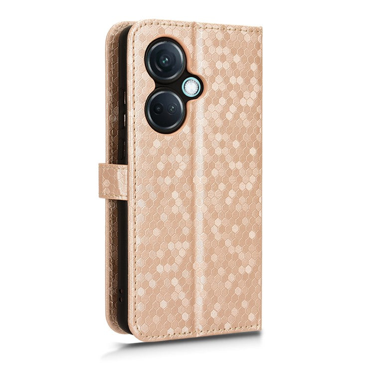 For OnePlus Nord CE3 5G / Oppo K11 5G Wallet Stand Phone Case Dot Imprinted PU Leather Cover - Rose Gold