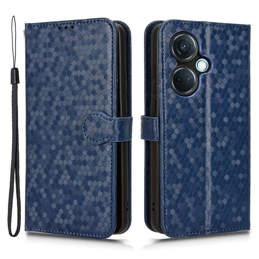For OnePlus Nord CE3 5G / Oppo K11 5G Wallet Stand Phone Case Dot Imprinted PU Leather Cover - Dark Blue