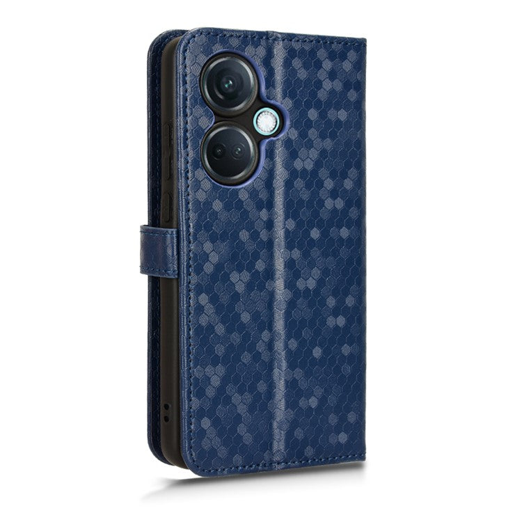 For OnePlus Nord CE3 5G / Oppo K11 5G Wallet Stand Phone Case Dot Imprinted PU Leather Cover - Dark Blue