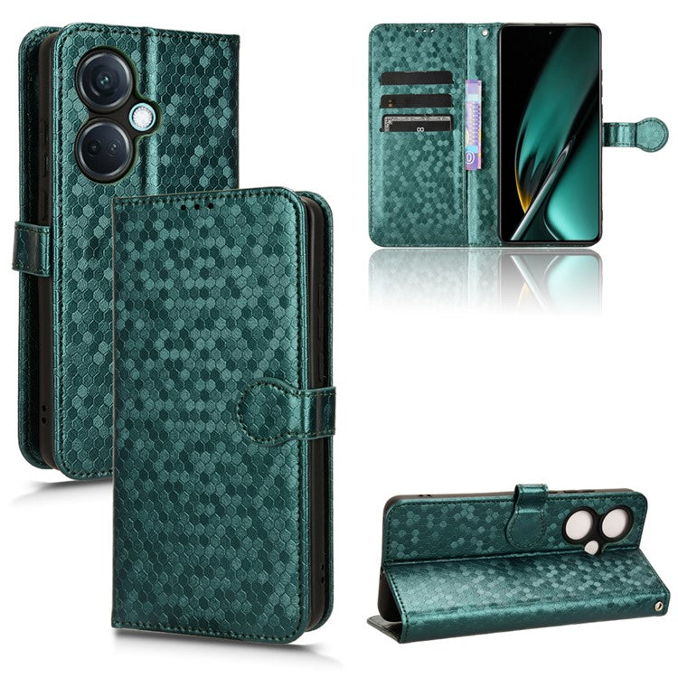 For OnePlus Nord CE3 5G / Oppo K11 5G Wallet Stand Phone Case Dot Imprinted PU Leather Cover - Green