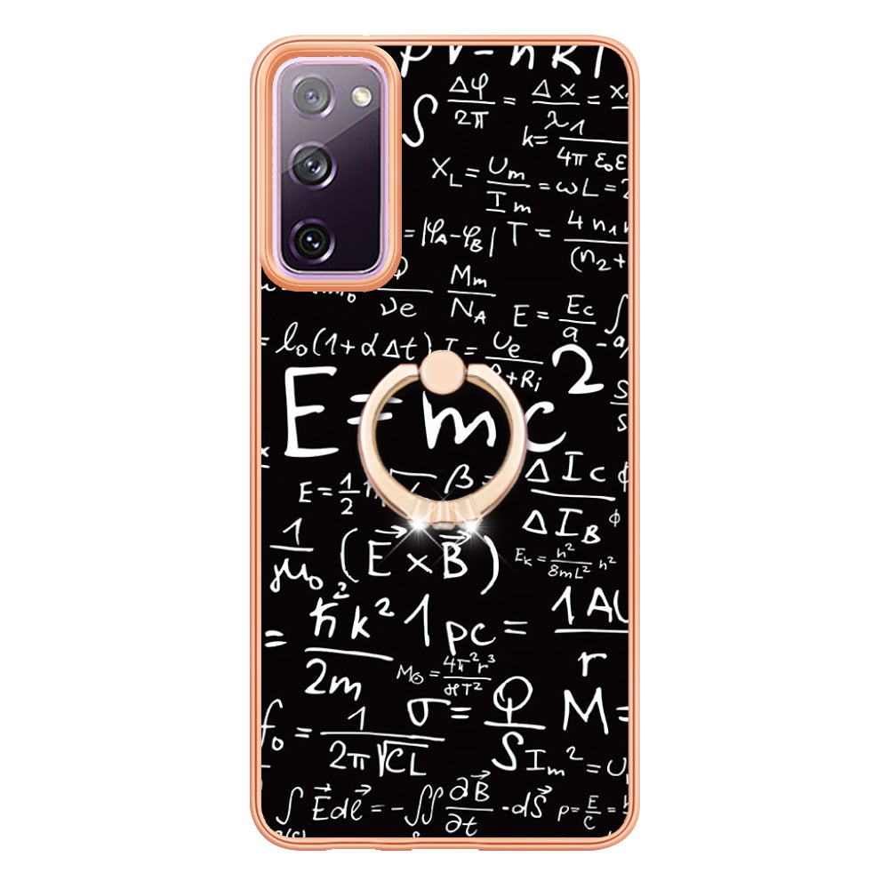 YB IMD Series-20 Style D 2.0mm TPU Soft Shell for Samsung Galaxy S20 FE 4G / FE 5G / S20 Lite / S20 FE 2022 , IMD Kickstand Electroplated Phone Cover - Equation