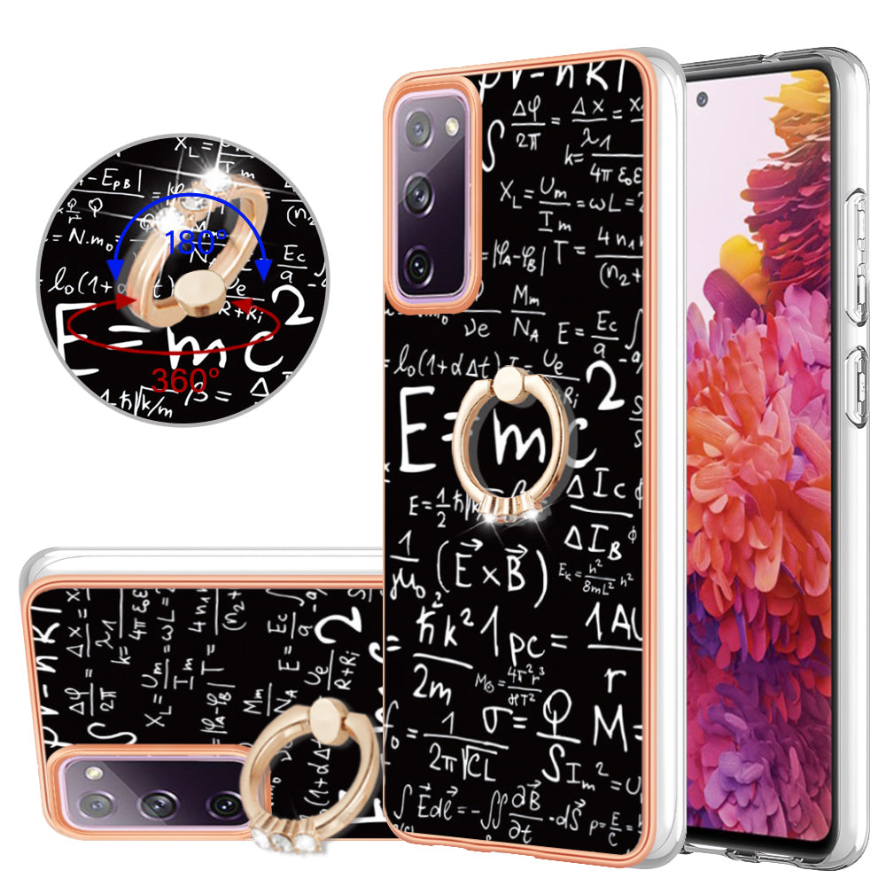 YB IMD Series-20 Style D 2.0mm TPU Soft Shell for Samsung Galaxy S20 FE 4G / FE 5G / S20 Lite / S20 FE 2022 , IMD Kickstand Electroplated Phone Cover - Equation