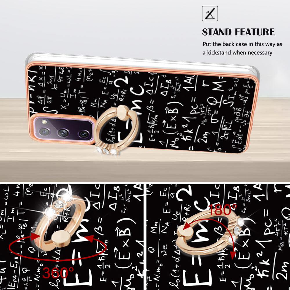 YB IMD Series-20 Style D 2.0mm TPU Soft Shell for Samsung Galaxy S20 FE 4G / FE 5G / S20 Lite / S20 FE 2022 , IMD Kickstand Electroplated Phone Cover - Equation