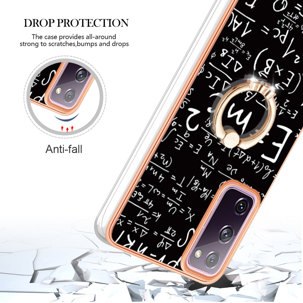 YB IMD Series-20 Style D 2.0mm TPU Soft Shell for Samsung Galaxy S20 FE 4G / FE 5G / S20 Lite / S20 FE 2022 , IMD Kickstand Electroplated Phone Cover - Equation