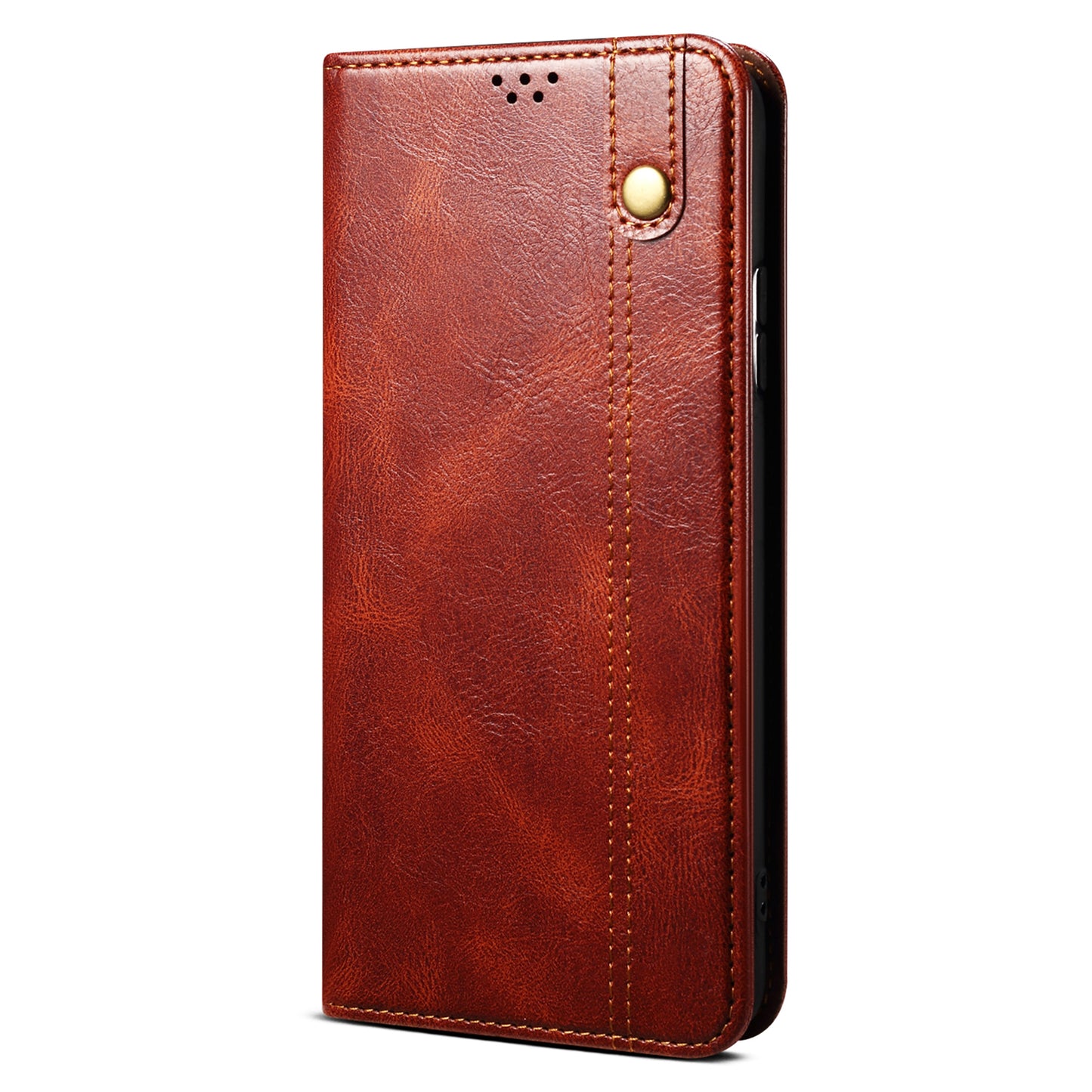 For Samsung Galaxy M34 5G / F34 5G Stand Wallet Case Waxy Crazy Horse Texture PU Leather Phone Shell Cover - Brown