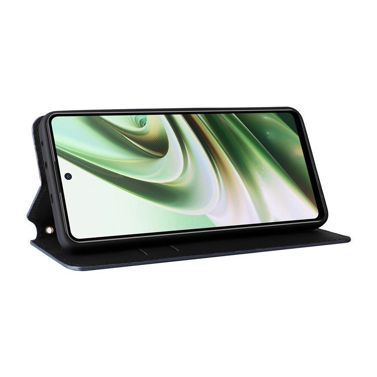 For Oppo K11 5G / OnePlus Nord CE3 5G Imprinted Rhombus Wallet Phone Case Dustproof PU Leather Stand Cover - Blue