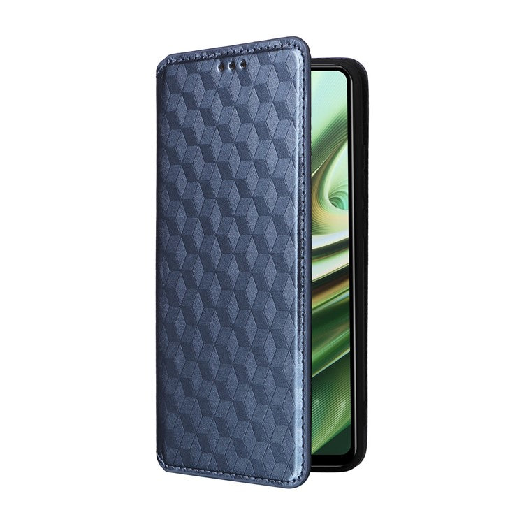 For Oppo K11 5G / OnePlus Nord CE3 5G Imprinted Rhombus Wallet Phone Case Dustproof PU Leather Stand Cover - Blue