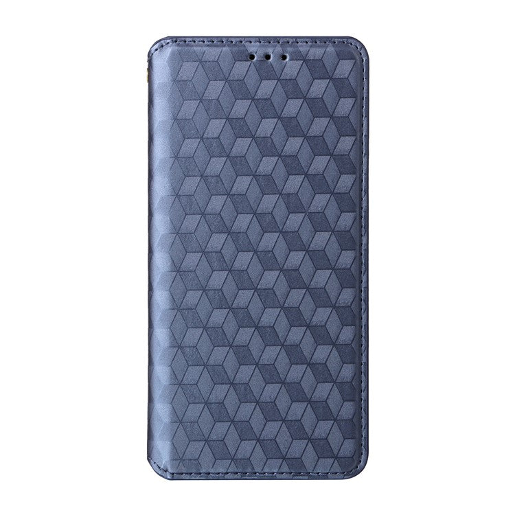 For Oppo K11 5G / OnePlus Nord CE3 5G Imprinted Rhombus Wallet Phone Case Dustproof PU Leather Stand Cover - Blue
