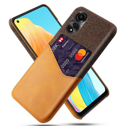 Phone Case for Oppo A78 4G , Cloth+PU+PC Protective Phone Cover with Card Holder - Orange