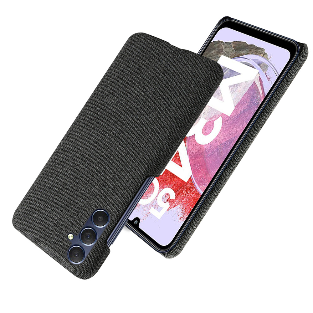 For Samsung Galaxy M34 5G / F34 5G Shockproof Cloth Coated PC Phone Case Anti-scratch Cell Phone Cover - Black