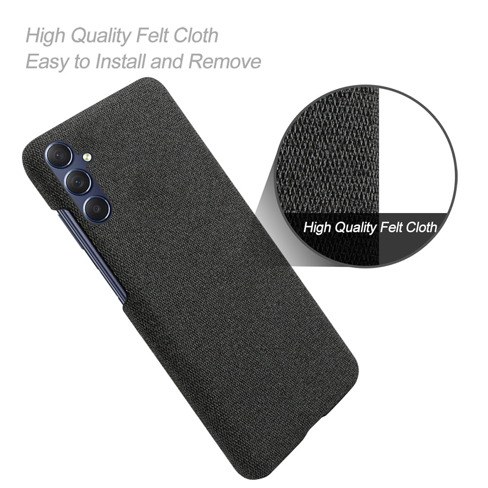 For Samsung Galaxy M34 5G / F34 5G Shockproof Cloth Coated PC Phone Case Anti-scratch Cell Phone Cover - Black