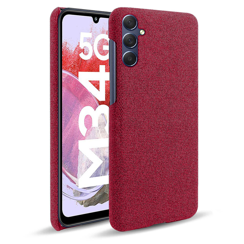 For Samsung Galaxy M34 5G / F34 5G Shockproof Cloth Coated PC Phone Case Anti-scratch Cell Phone Cover - Red