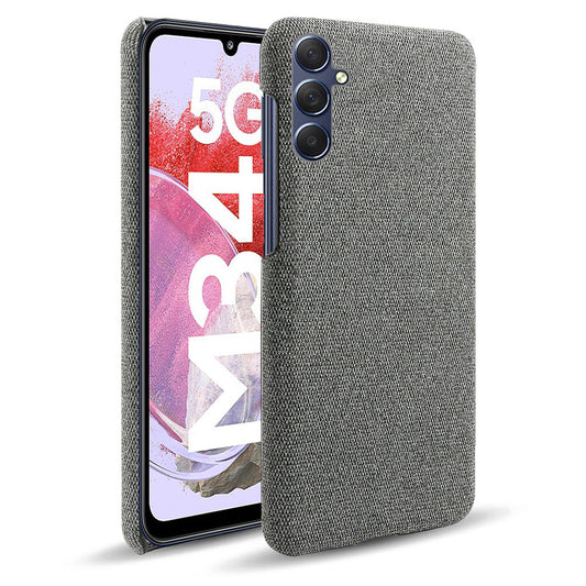 For Samsung Galaxy M34 5G / F34 5G Shockproof Cloth Coated PC Phone Case Anti-scratch Cell Phone Cover - Grey
