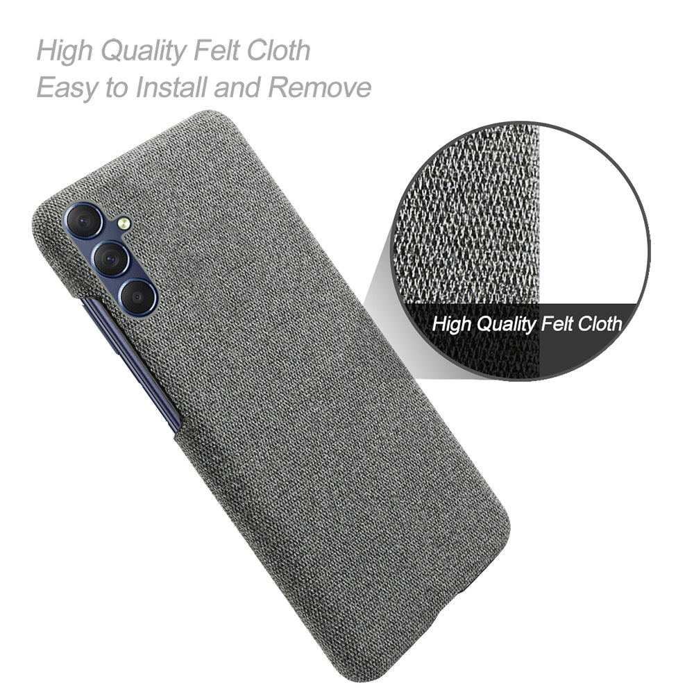 For Samsung Galaxy M34 5G / F34 5G Shockproof Cloth Coated PC Phone Case Anti-scratch Cell Phone Cover - Grey