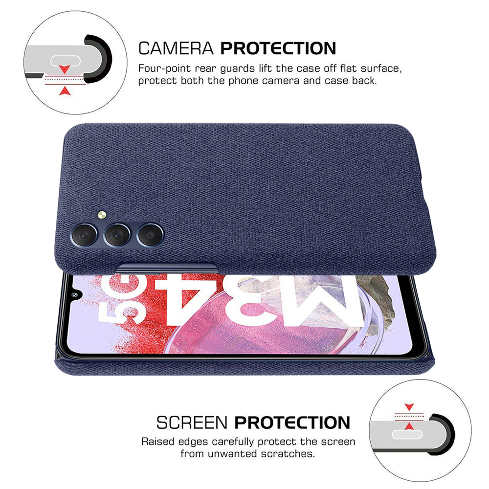 For Samsung Galaxy M34 5G / F34 5G Shockproof Cloth Coated PC Phone Case Anti-scratch Cell Phone Cover - Blue