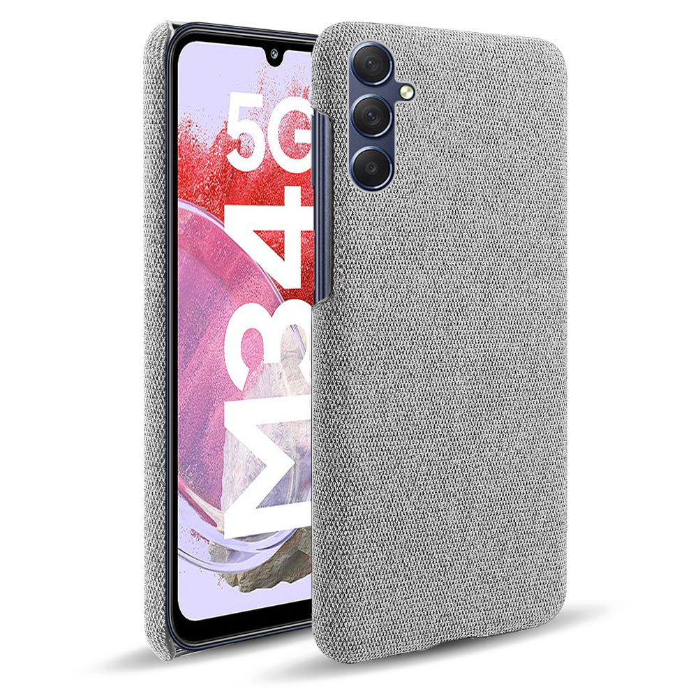 For Samsung Galaxy M34 5G / F34 5G Shockproof Cloth Coated PC Phone Case Anti-scratch Cell Phone Cover - Light Grey