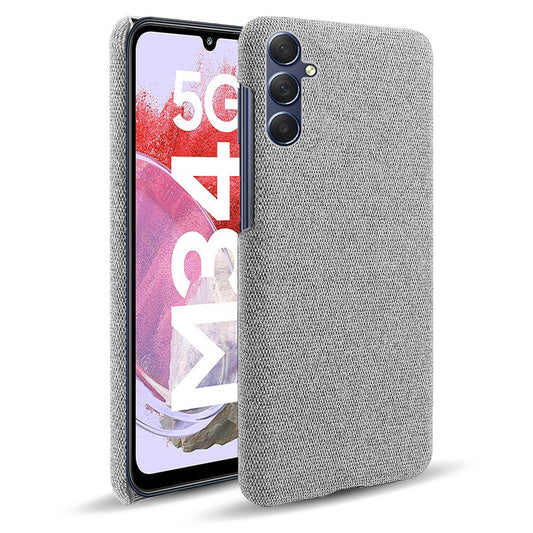 For Samsung Galaxy M34 5G / F34 5G Shockproof Cloth Coated PC Phone Case Anti-scratch Cell Phone Cover - Light Grey