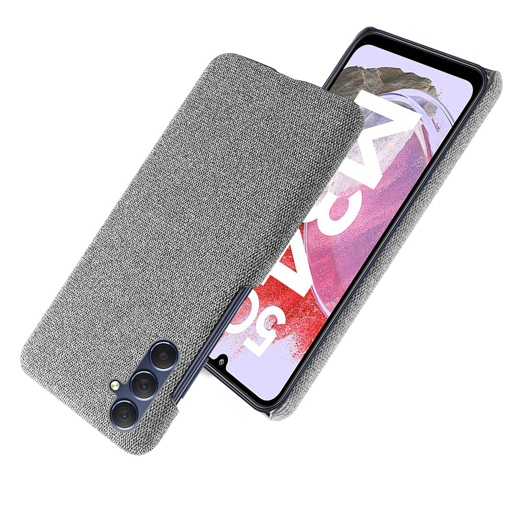 For Samsung Galaxy M34 5G / F34 5G Shockproof Cloth Coated PC Phone Case Anti-scratch Cell Phone Cover - Light Grey