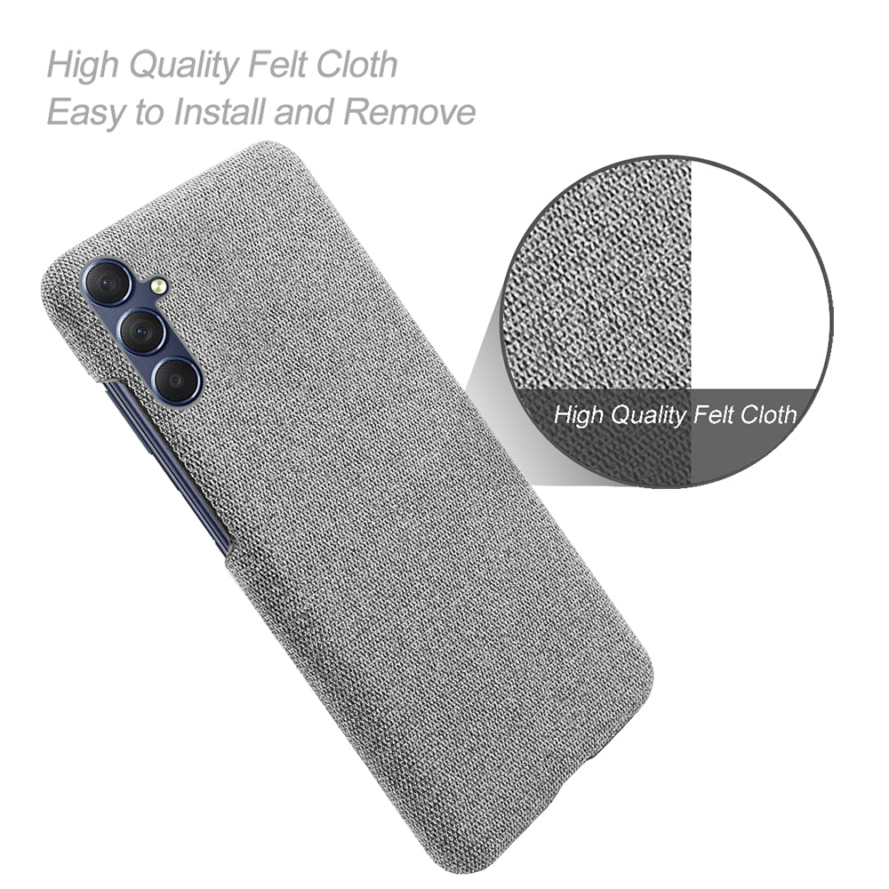 For Samsung Galaxy M34 5G / F34 5G Shockproof Cloth Coated PC Phone Case Anti-scratch Cell Phone Cover - Light Grey