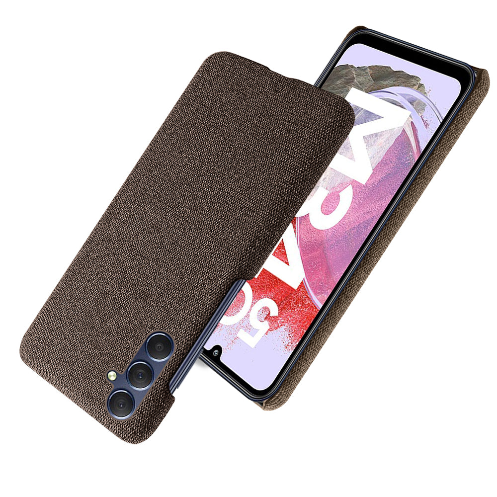For Samsung Galaxy M34 5G / F34 5G Shockproof Cloth Coated PC Phone Case Anti-scratch Cell Phone Cover - Brown