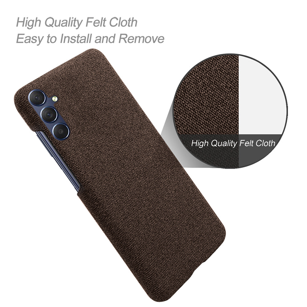 For Samsung Galaxy M34 5G / F34 5G Shockproof Cloth Coated PC Phone Case Anti-scratch Cell Phone Cover - Brown