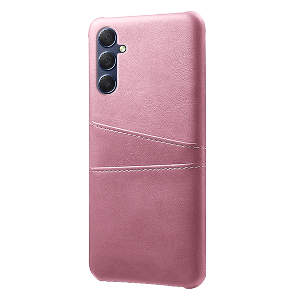For Samsung Galaxy M34 5G / F34 5G Cell Phone Cover PU Leather Coated PC Protective Case with Dual Card Slots - Rose Gold