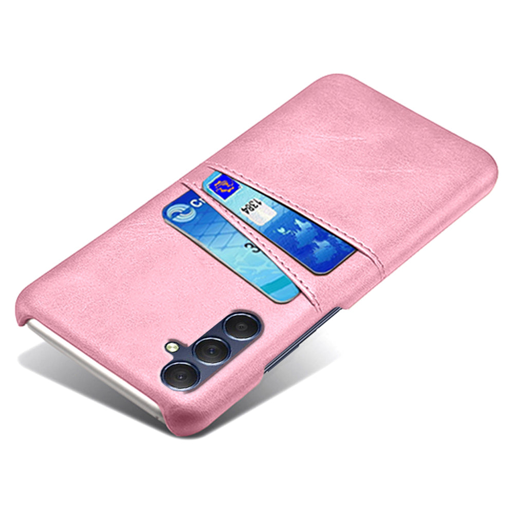 For Samsung Galaxy M34 5G / F34 5G Cell Phone Cover PU Leather Coated PC Protective Case with Dual Card Slots - Rose Gold