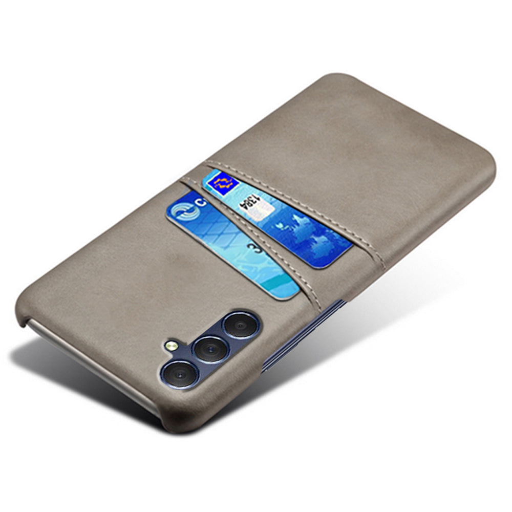 For Samsung Galaxy M34 5G / F34 5G Cell Phone Cover PU Leather Coated PC Protective Case with Dual Card Slots - Grey