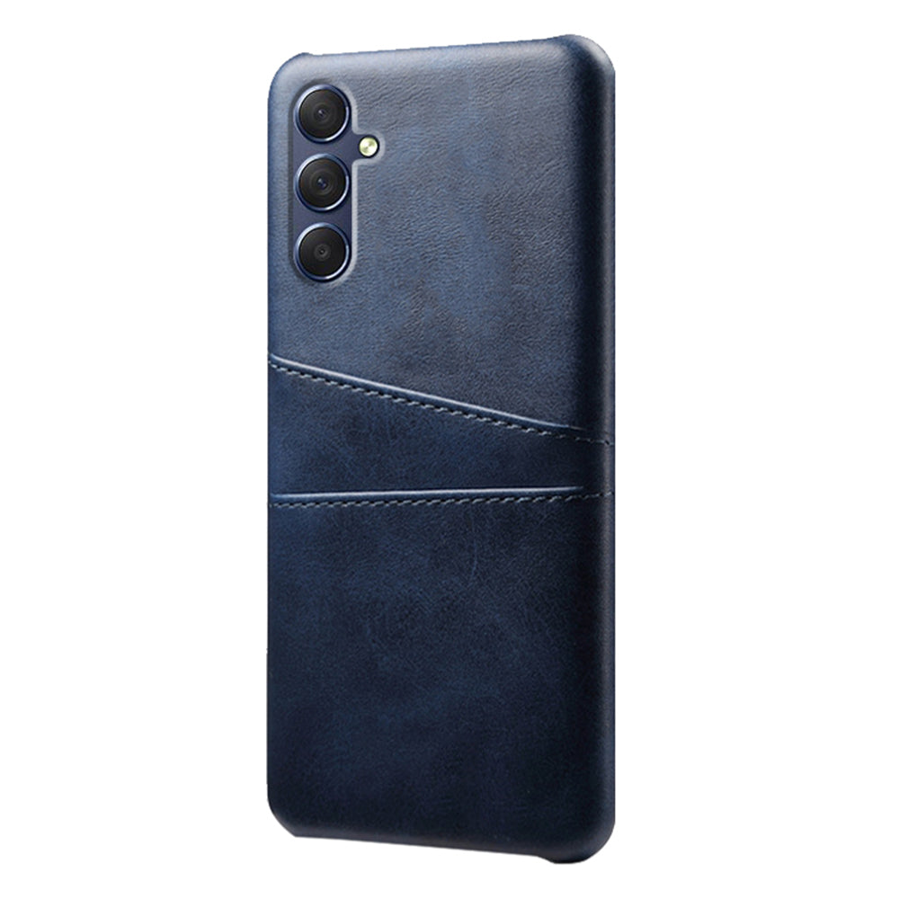 For Samsung Galaxy M34 5G / F34 5G Cell Phone Cover PU Leather Coated PC Protective Case with Dual Card Slots - Blue