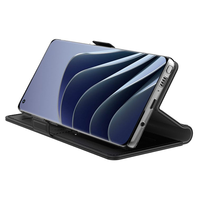 For OnePlus Ace 2V / Nord 3 5G Slim-fit PU Leather Phone Cover Shell Stand Dustproof Case with Card Slot and Mirror - Black