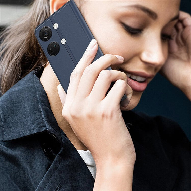 Stand Phone Cover for OnePlus Nord 3 5G / Ace 2V , TPU+PU Leather Card Holder Phone Case - Blue