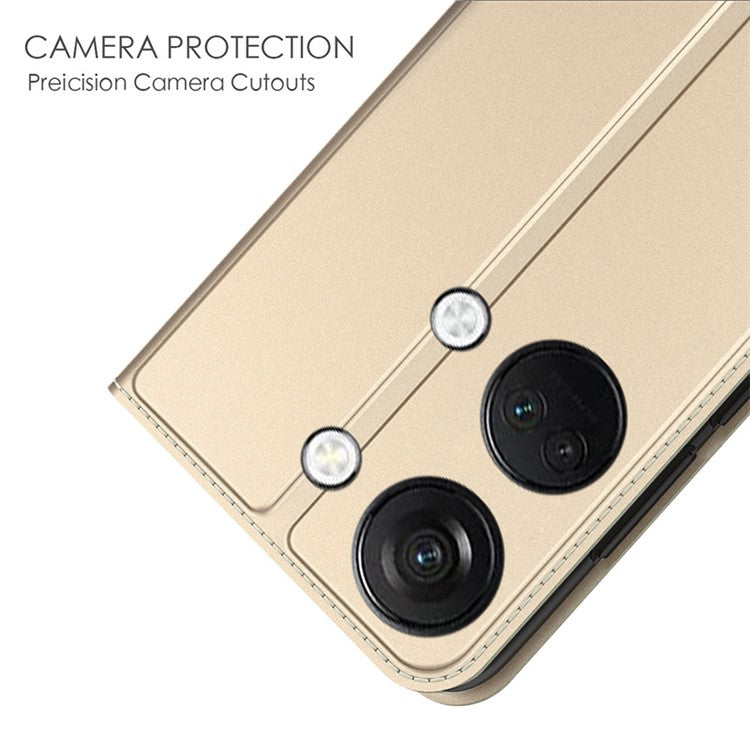 Stand Phone Cover for OnePlus Nord 3 5G / Ace 2V , TPU+PU Leather Card Holder Phone Case - Gold