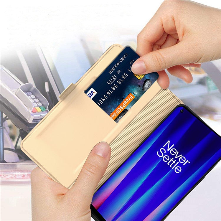 For OnePlus Nord 3 5G / Ace 2V Card Slot PU Leather Phone Case Stand Phone Cover Shell - Gold