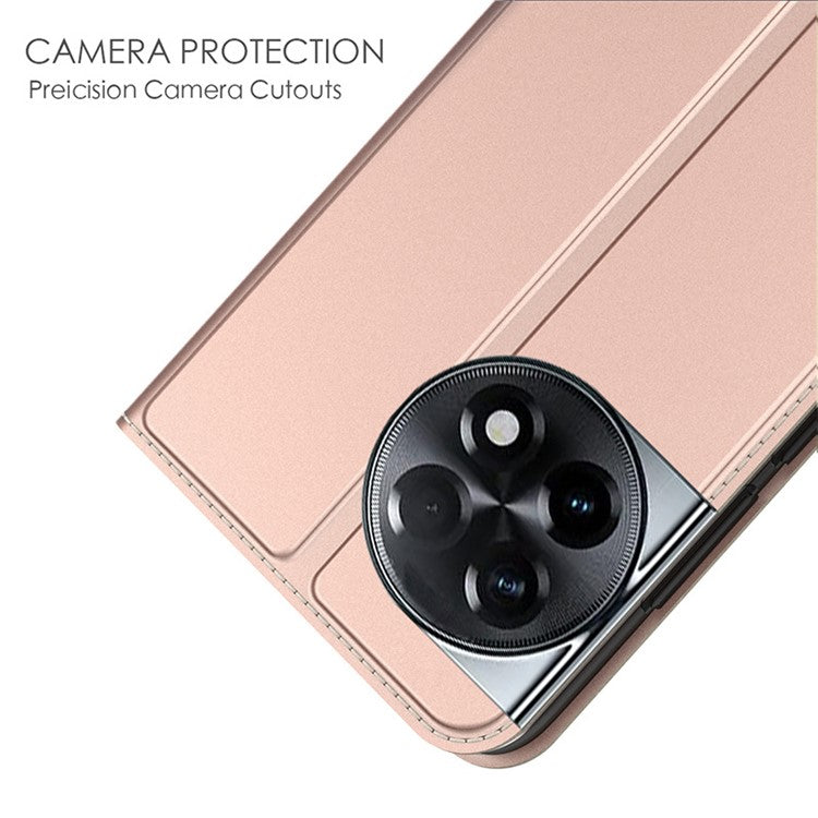 For OnePlus Ace 2 5G / 11R 5G Stand Phone Cover TPU+PU Leather Card Holder Phone Case - Rose Gold
