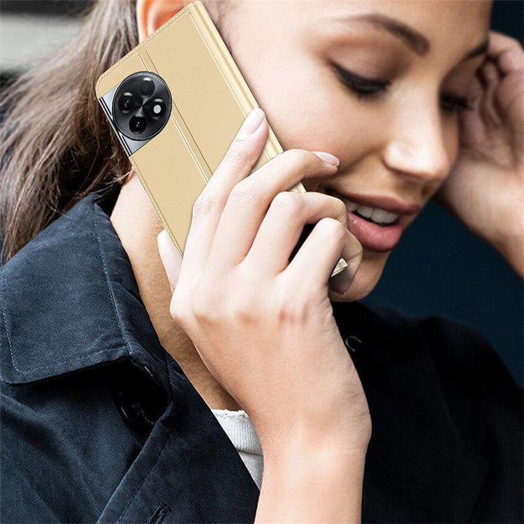 For OnePlus Ace 2 5G / 11R 5G Stand Phone Cover TPU+PU Leather Card Holder Phone Case - Gold