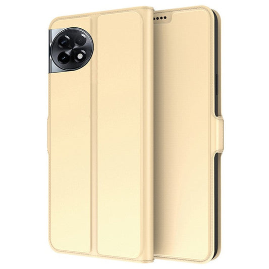 For OnePlus Ace 2 5G / 11R 5G Phone Cover Flip PU Leather Shell Shockproof Stand Phone Case with Card Slot - Gold