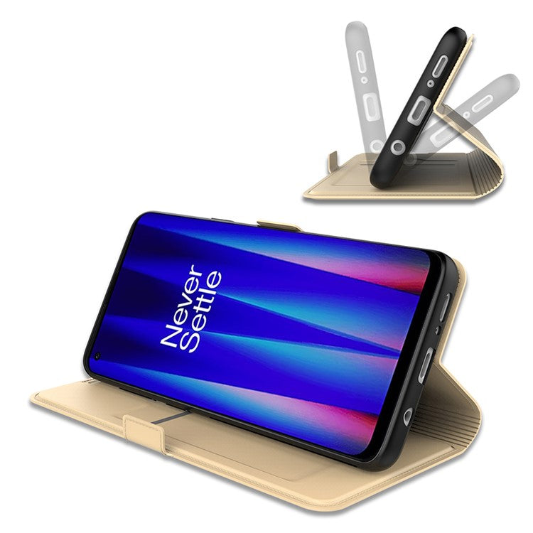 For OnePlus Ace 2 5G / 11R 5G Phone Cover Flip PU Leather Shell Shockproof Stand Phone Case with Card Slot - Gold