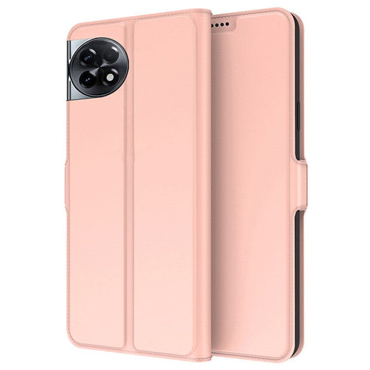For OnePlus Ace 2 5G / 11R 5G Phone Cover Flip PU Leather Shell Shockproof Stand Phone Case with Card Slot - Rose Gold